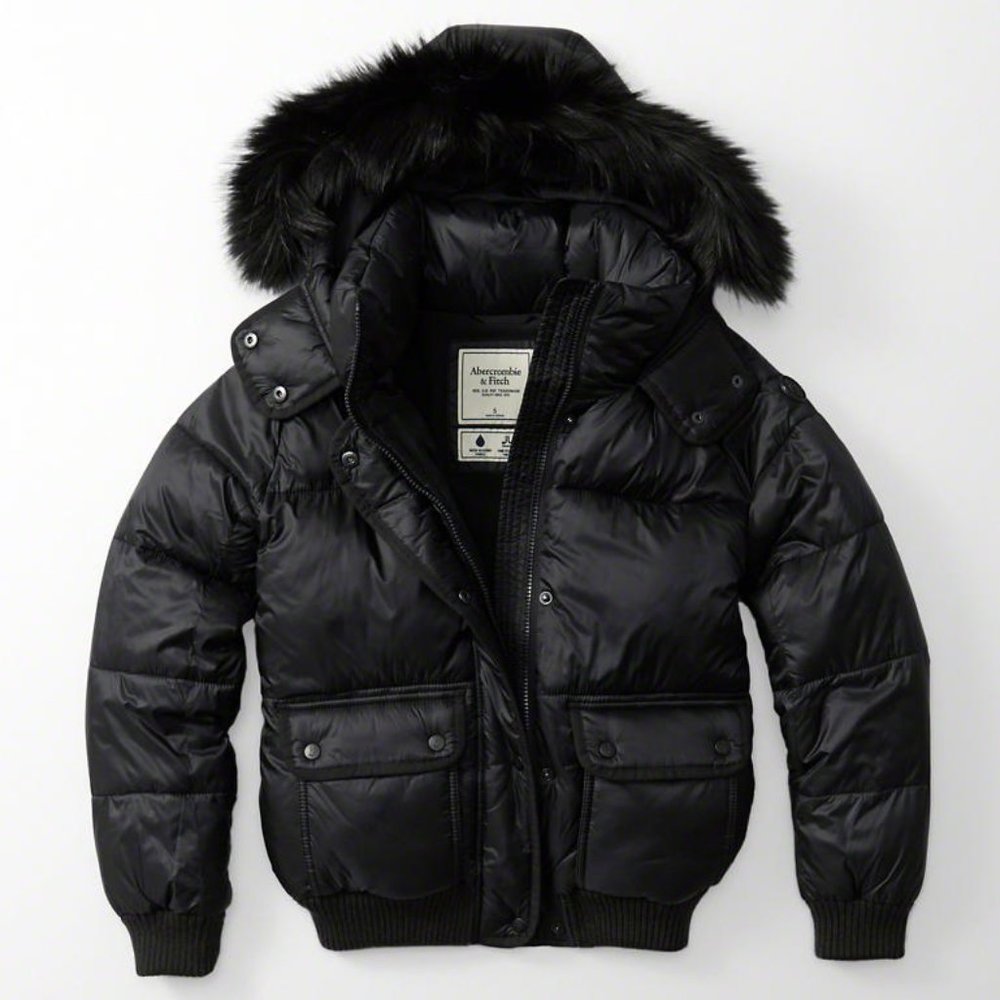 BRAND NEW WITH TAGS Abercrombie and Fitch Black Hooded Puffer Jacket size M